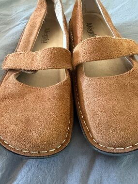 Alegria Tan Suede Mary Jane Flats